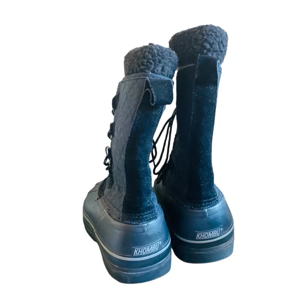 KHOMBU Black Men’s Lace Up Snow Boots Steel Shank